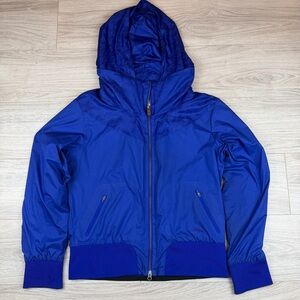 Nike Sportswear Royal Blue Windbreaker Jacket Stowable Hood Womens Large L 12-14